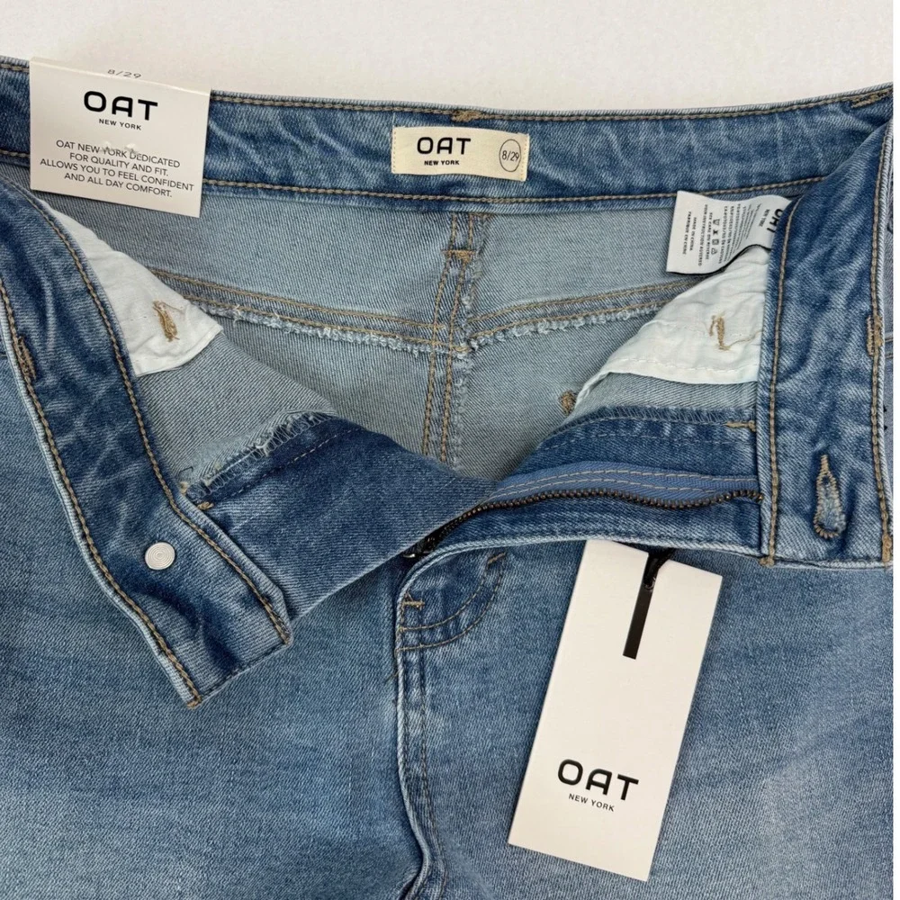 OAT New York Womens High Rise Raw Hem Denim Shorts‎ Blue Size 8/29 S0024-CA